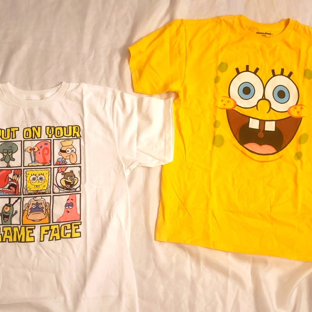 Spongebob set of 2 pieces t-shirts size 18 - 20 Nickelodeon SpongeBob character